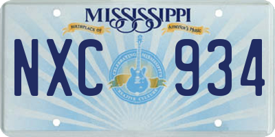 MS license plate NXC934
