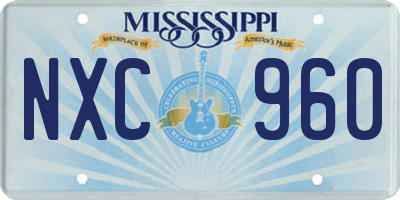 MS license plate NXC960