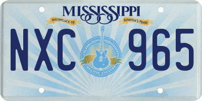 MS license plate NXC965