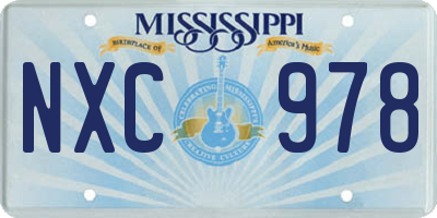 MS license plate NXC978