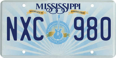 MS license plate NXC980