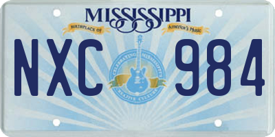 MS license plate NXC984