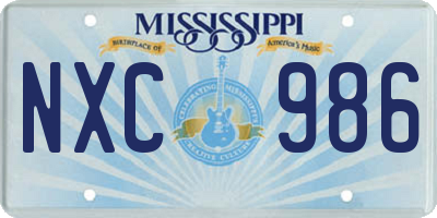 MS license plate NXC986