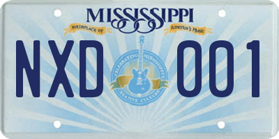MS license plate NXD001