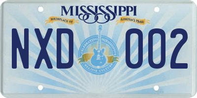 MS license plate NXD002