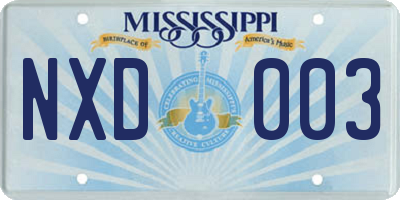 MS license plate NXD003