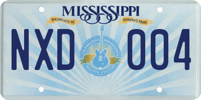 MS license plate NXD004