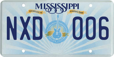 MS license plate NXD006