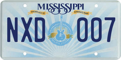 MS license plate NXD007