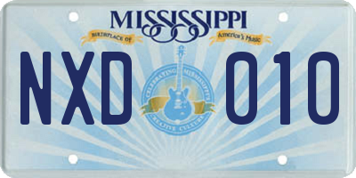 MS license plate NXD010