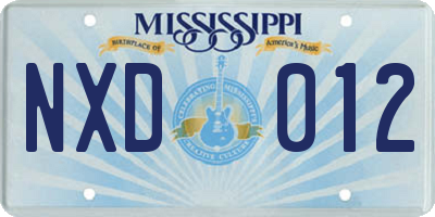 MS license plate NXD012