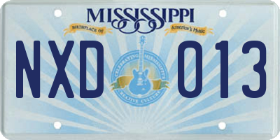 MS license plate NXD013
