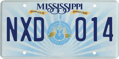 MS license plate NXD014