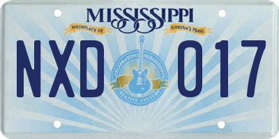 MS license plate NXD017
