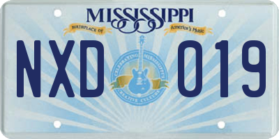 MS license plate NXD019