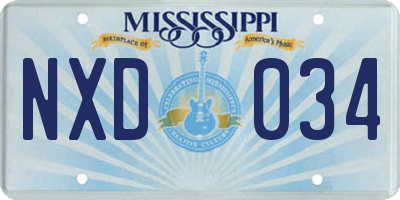 MS license plate NXD034