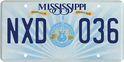 MS license plate NXD036