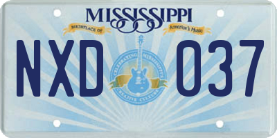 MS license plate NXD037