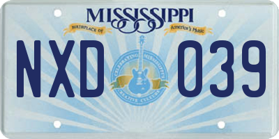 MS license plate NXD039