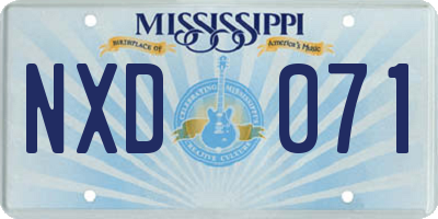 MS license plate NXD071