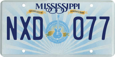 MS license plate NXD077