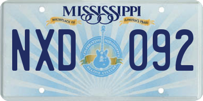 MS license plate NXD092