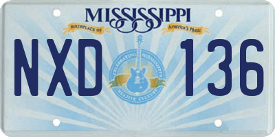 MS license plate NXD136