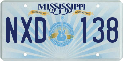 MS license plate NXD138