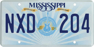 MS license plate NXD204