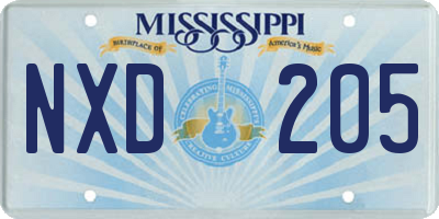 MS license plate NXD205