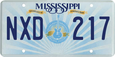MS license plate NXD217
