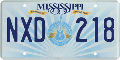 MS license plate NXD218