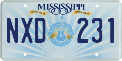 MS license plate NXD231