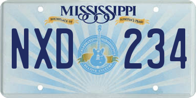 MS license plate NXD234