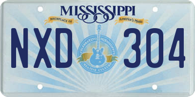 MS license plate NXD304