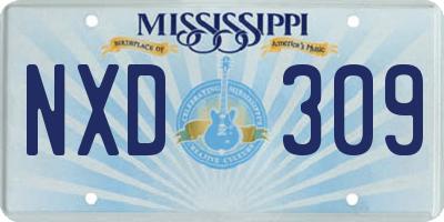 MS license plate NXD309