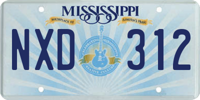 MS license plate NXD312