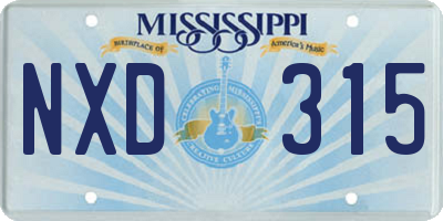 MS license plate NXD315