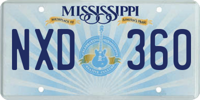 MS license plate NXD360