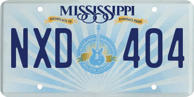 MS license plate NXD404