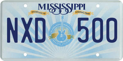 MS license plate NXD500