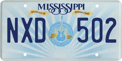MS license plate NXD502