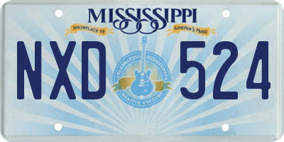 MS license plate NXD524