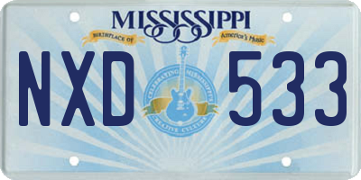 MS license plate NXD533