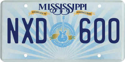 MS license plate NXD600