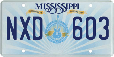 MS license plate NXD603
