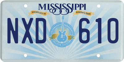 MS license plate NXD610