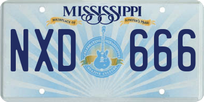 MS license plate NXD666