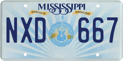 MS license plate NXD667