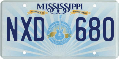 MS license plate NXD680
